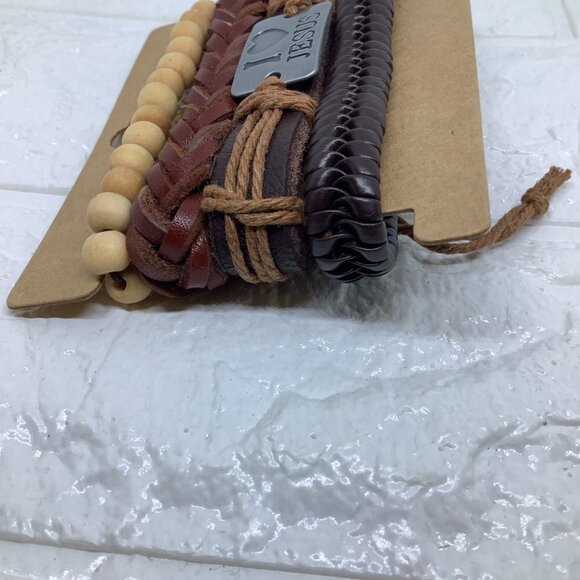 Fashion Wrap Leather Bracelets Unisex Letter I Heart Jesus Religion Bracelet - Picture 6 of 6